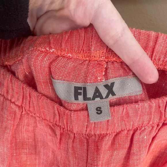 FLAX Womens Linen Wide Leg Pull On Pants Small Lagenlook Coastal Stretch Pockets - Picture 3 of 10